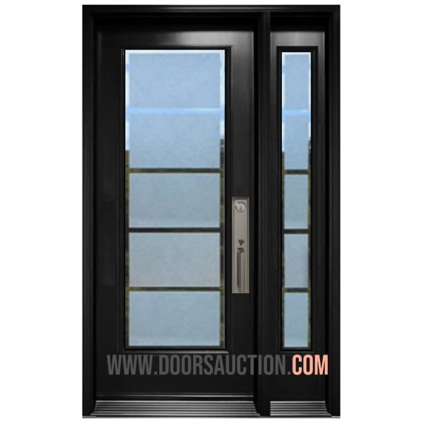 Single Steel Door - One Sidelite Full - Black Sacramento