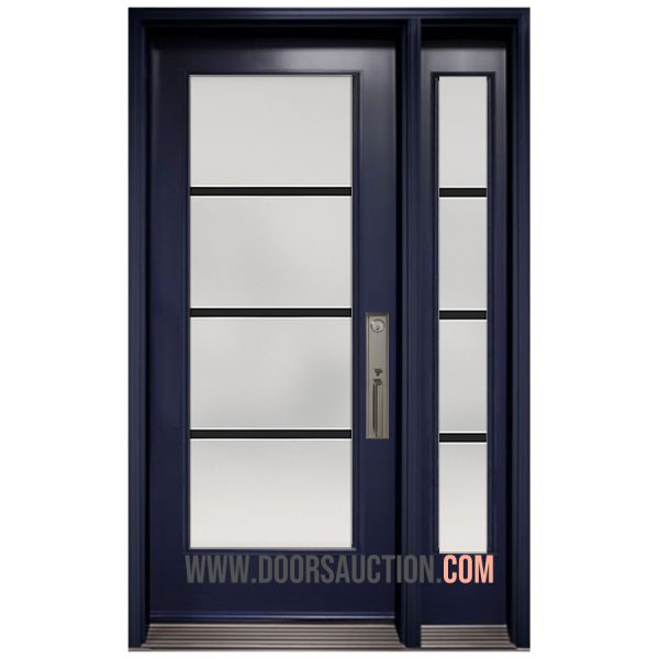Single Door - One Sidelite Full Pure glass - Blue