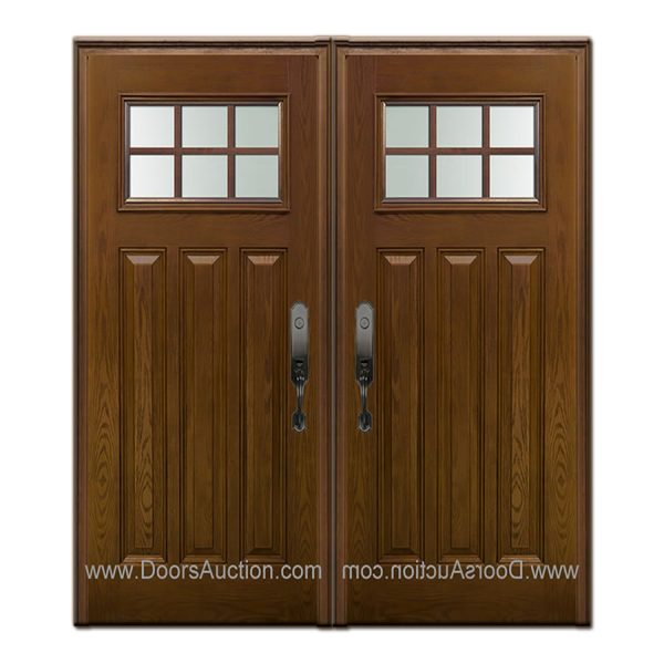 Oak Craftsman Panel 3 - Fiberglass double door-1