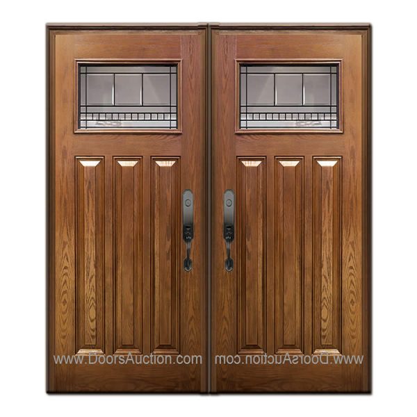 Oak Craftsman Panel 3 - Fiberglass double door-2