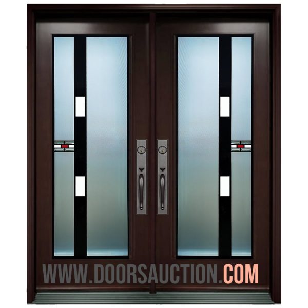 Steel Double Door Full Glass B&W-2 Dark Brown Richmond Hill