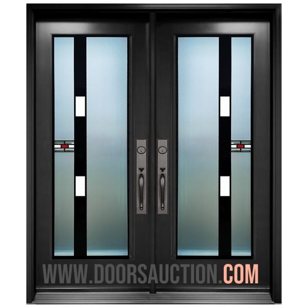 Steel Double Door Full Glass B&W-2 Dark Gray Brampton