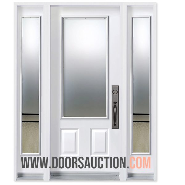 Single steel Door - 3 quarter Panel with 2 Full Sidelites URBAN LIGHT White Ottawa
