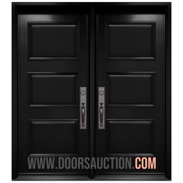 Steel Double Door - 3 Panels Black Keswick