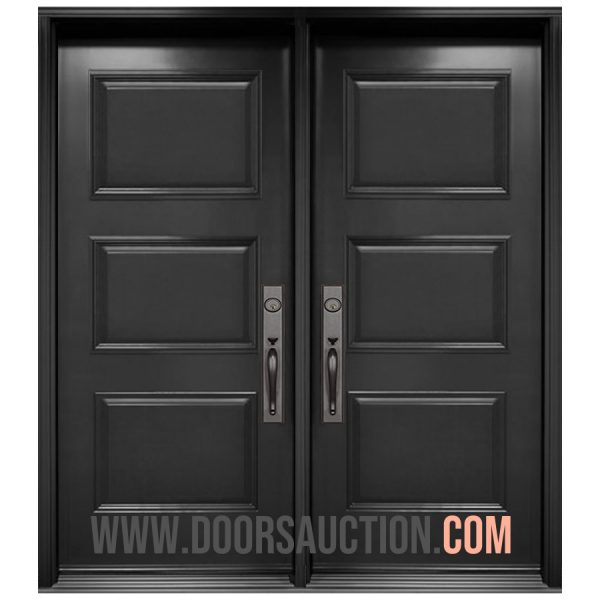 Steel Double Door - 3 Panels Dark Grey Brampton