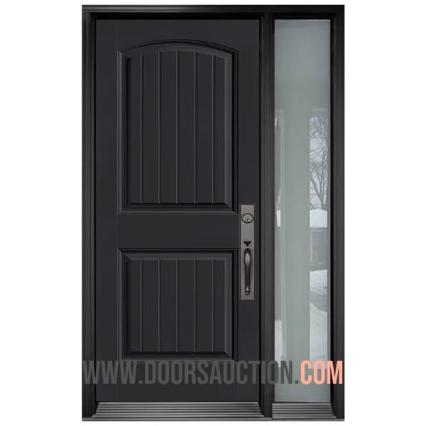 Single Door One Sidelites 2 panel Planked Camber Top Gray Richmond Hill