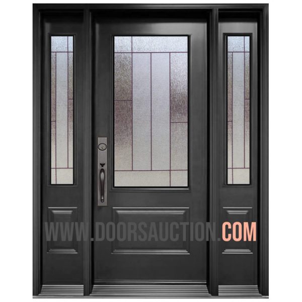 Single Steel Door 2 sidelites 3 Quarter Newcastle Dark Gray Toronto