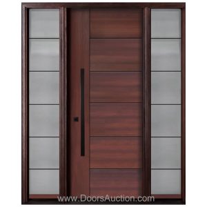 Mahogany Fiberglass Single door with 2 sidelites