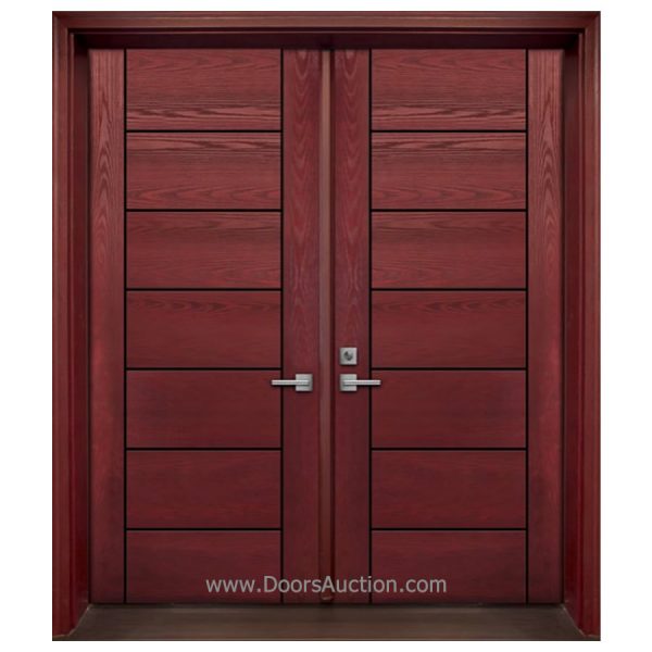 Double Door Fiberglass Oak Grain Contemporary