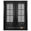 Fiberglass double door Mahogany Grain (FG-6L) Flush Glazed panel with 12 lites Black