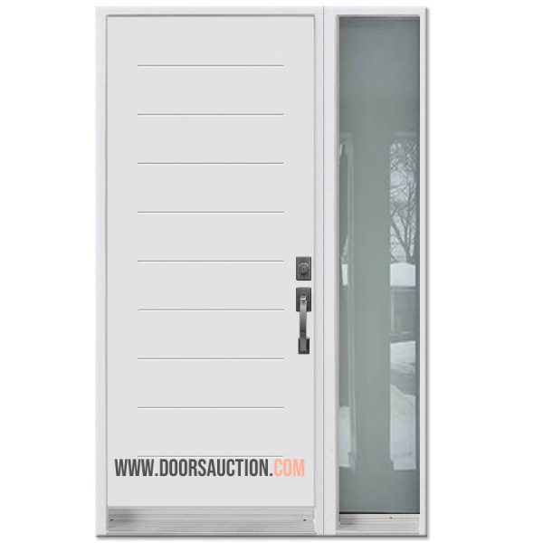 Mundo Design Single Modern Door - One Sidelite Full glass- White