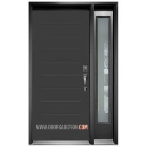 Mundo design Single Modern Door - One Sidelite Full glass - Gray