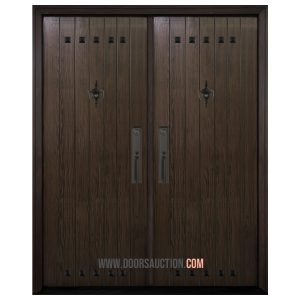 Oak Grain fiberglass Door one Panel - Dark Brown