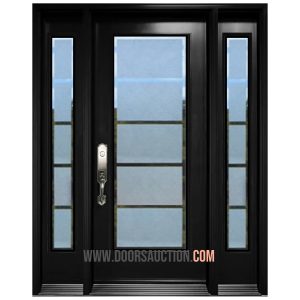 Steel Single Door - 2 Sidelite Full Sacramento - Black