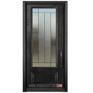 Single Fiberglass Door OAK Grain Newcastle 22 x 48 Black