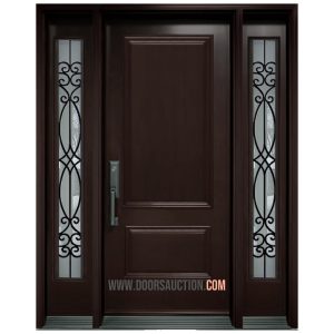 Single Door Blackburn - Full Solid Panel with 2 Sidelite - dark brown