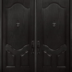 Oak grain Fiberglass Double door - Curved 3 Panel