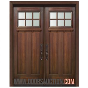 Mahogany Grain Craftsman Panel Fiberglass double door