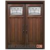 Mahogany Grain Craftsman Panel Fiberglass double door cachet glass