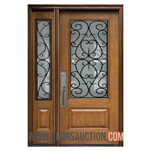 fiberglass Oak single door with one sidelite - Bristol glass Brampton