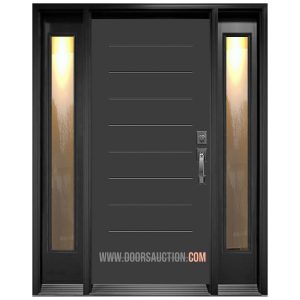 Single Mundo Modern Door - with 2 Sidelite - Gray Light
