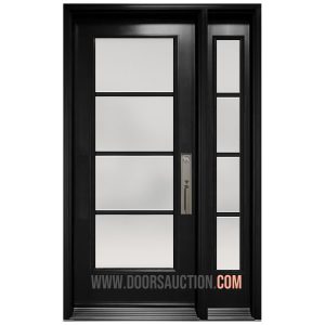 Steel Single Door - One Sidelite Full Pure glass - Black
