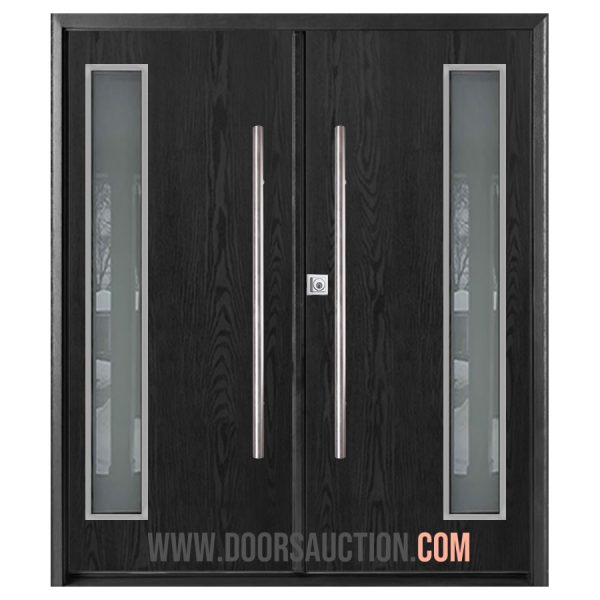 Fiberglass Flush oak Modern Double door - Grey