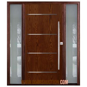 Fiberglass Door with two sidelites Venus WG-SYD-SDS Brown