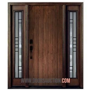 Fiberglass single door OAK Grain one panel Brown - Modexa glass Brampton