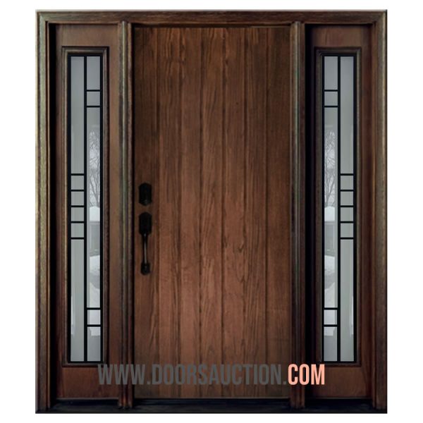 Fiberglass single door OAK Grain one panel Brown - Modexa glass Brampton