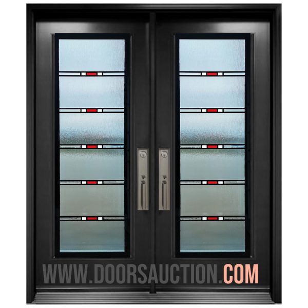 Steel Double Door Full glass 6p hybrid Dark Gray Markham