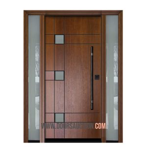 Mahogany Single Fiberglass door with 2 sidelites- Black Swan Richmond Hill