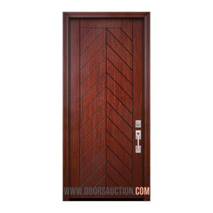 Fiberglass solid single door - Chevron Mahogany Red Walnut Toronto