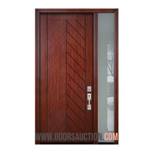 Fiberglass solid single door one sidelite - Chevron Mahogany Red Walnut Toronto