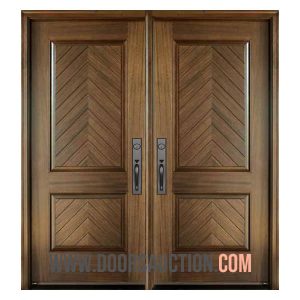 Fiberglass Double door Mahogany Manchester Solid Panel Square - Brown Toronto