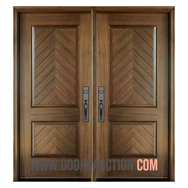 Fiberglass Double door Mahogany Manchester Solid Panel Square - Brown Toronto