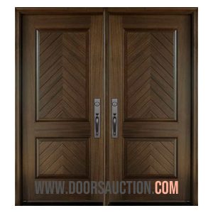 Fiberglass Double door Mahogany Manchester Solid Panel Square - Dark Brown Toronto