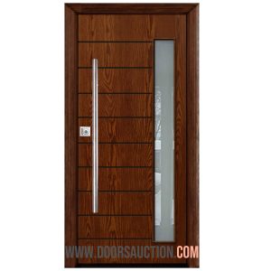 Fiberglass Oak grain single modern door - Sydney Dark Walnut Toronto