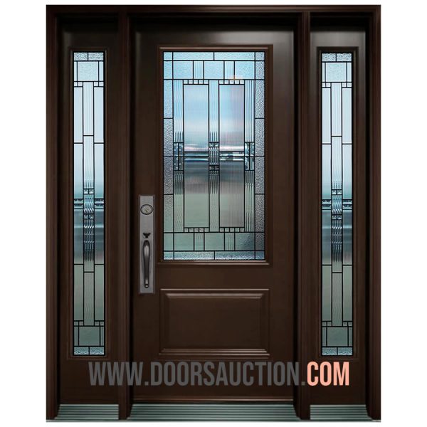 Single steel Door 3 quarter Panel with 2 Full Sidelite Nettilling Dark Brown Vaughan