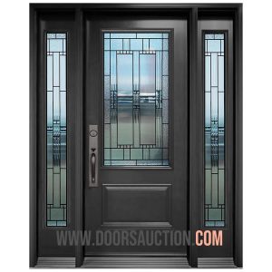 Single steel Door 3 quarter Panel with 2 Full Sidelite Nettilling Dark Gray Toronto