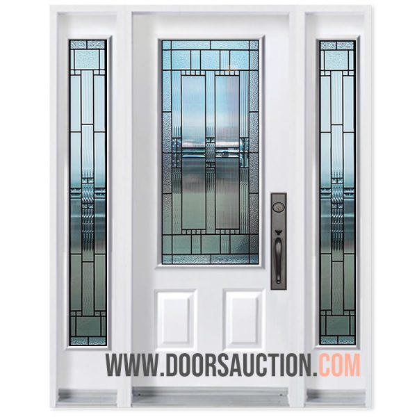 Single steel Door 3 quarter Panel with 2 Full Sidelite Nettilling White Markham