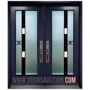 Steel Double Door Full Glass B&W-2 Blue Toronto