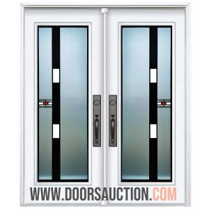 Steel Double Door Full Glass B&W-2 White Markham