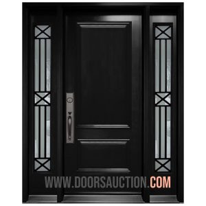 Steel Single Solid Door with 2 Sidelite - Dark Gray Century Toronto