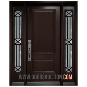 Steel Single Solid Door with 2 Sidelite Dark Brown Century Richmond Hill