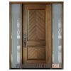 Mahogany Manchester Solid Panel Square Single door two sidelites - Brown - Brampton