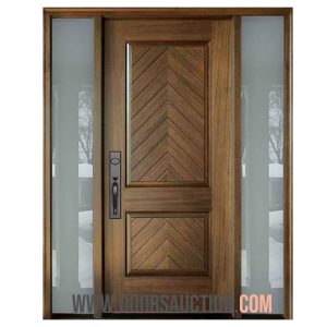 Mahogany Manchester Solid Panel Square Single door two sidelites - Brown - Brampton