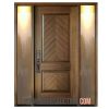 Mahogany Manchester Solid Panel Square Single door two sidelites - Brown - Toronto