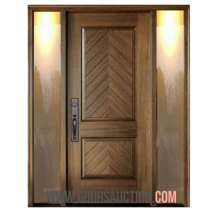 Mahogany Manchester Solid Panel Square Single door two sidelites - Brown - Toronto