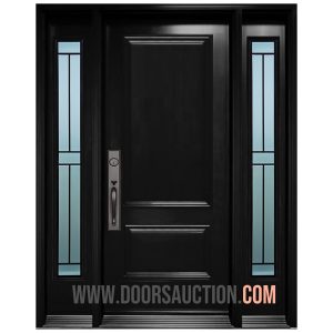 Steel Single Solid Door with 2 Sidelites Black CALIBEX Markham